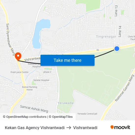 Kekan Gas Agency Vishrantwadi to Vishrantwadi map
