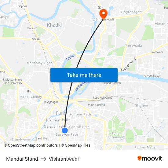 Mandai Stand to Vishrantwadi map