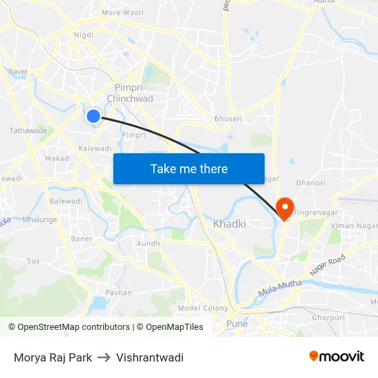Morya Raj Park to Vishrantwadi map