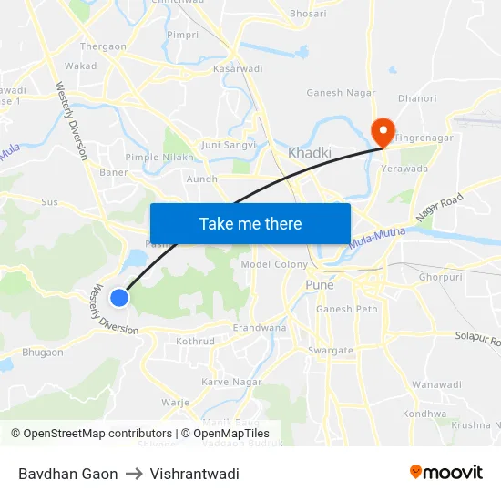 Bavdhan Gaon to Vishrantwadi map
