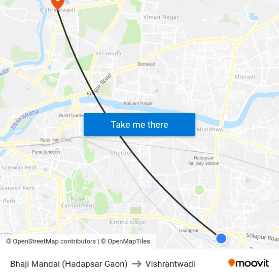 Bhaji Mandai (Hadapsar Gaon) to Vishrantwadi map