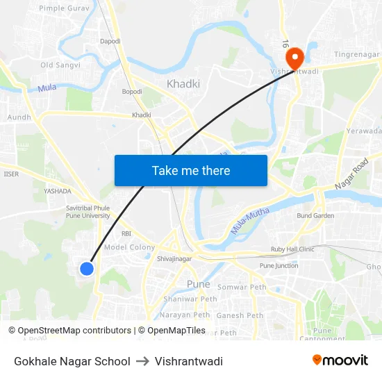 Gokhale Nagar School to Vishrantwadi map