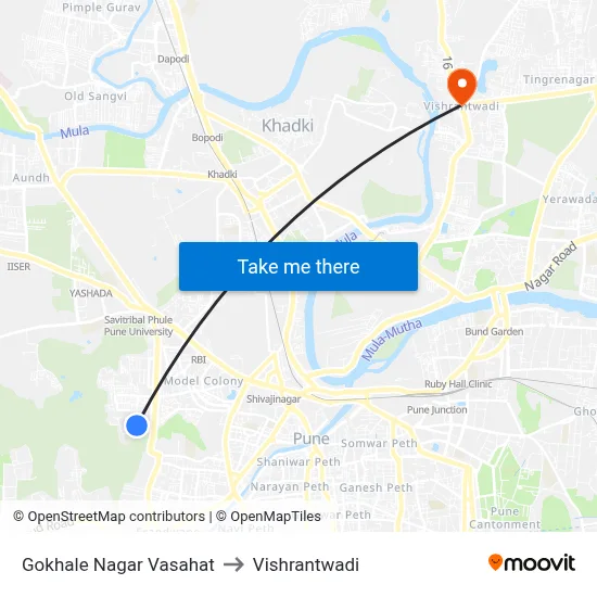 Gokhale Nagar Vasahat to Vishrantwadi map
