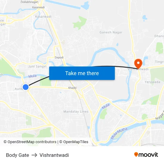 Body Gate to Vishrantwadi map