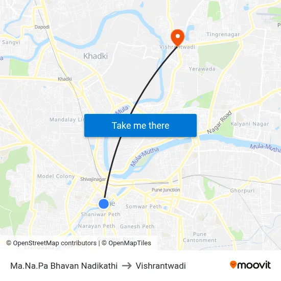 Ma.Na.Pa Bhavan Nadikathi to Vishrantwadi map