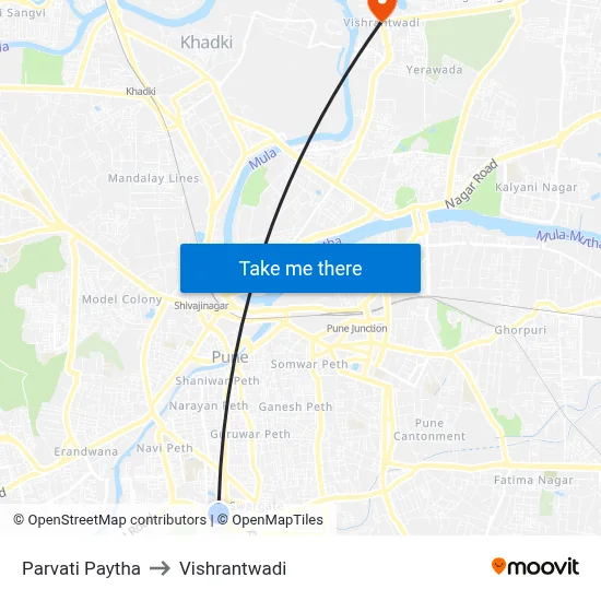 Parvati Paytha to Vishrantwadi map