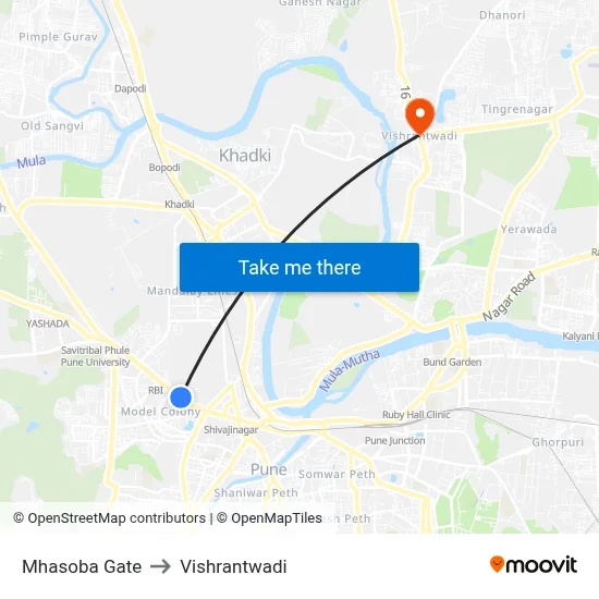 Mhasoba Gate to Vishrantwadi map