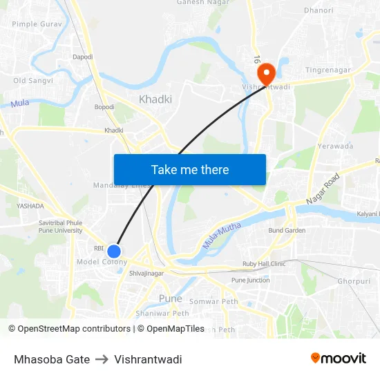 Mhasoba Gate to Vishrantwadi map