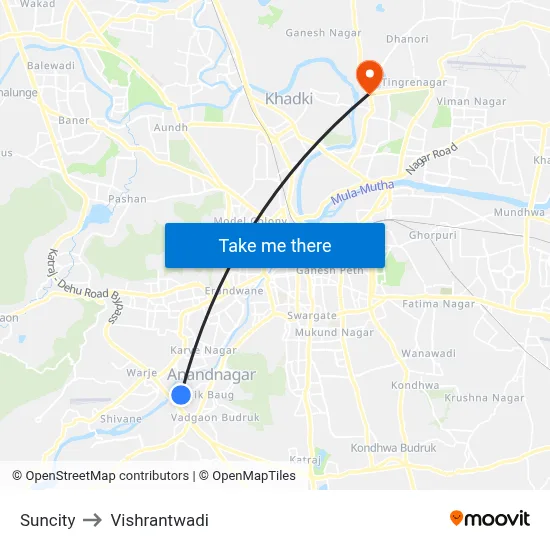 Suncity to Vishrantwadi map