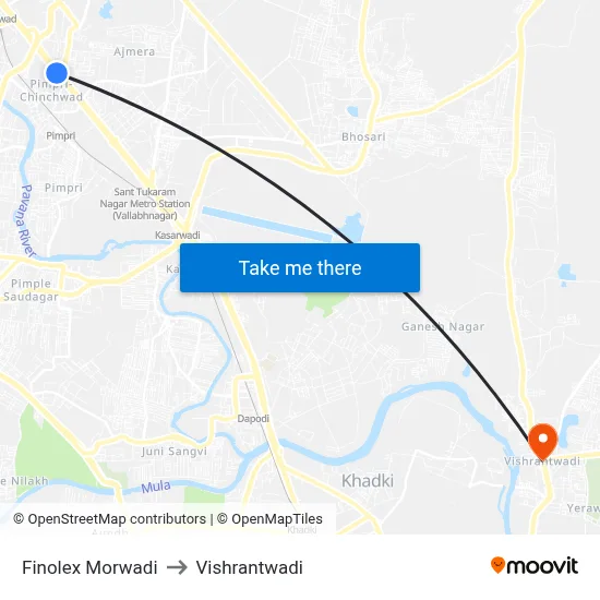 Finolex Morwadi to Vishrantwadi map