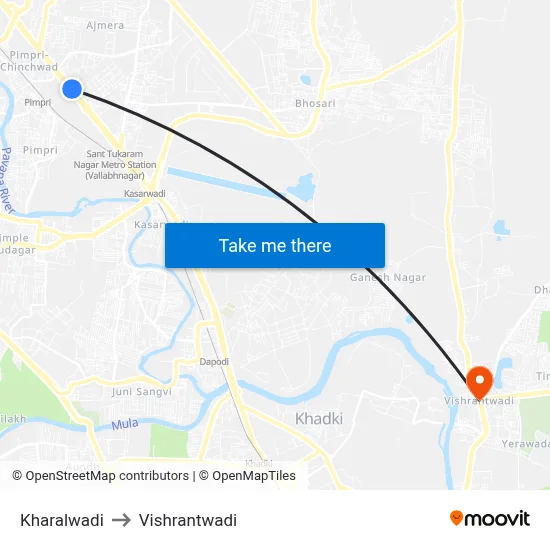 Kharalwadi to Vishrantwadi map