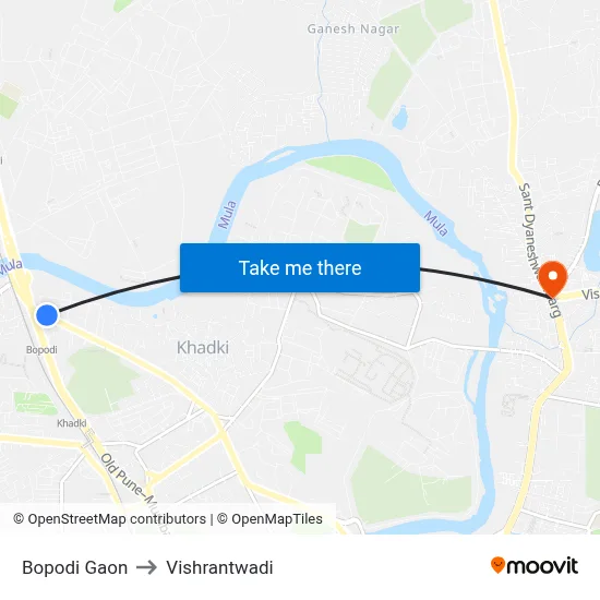 Bopodi Gaon to Vishrantwadi map