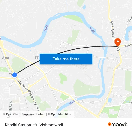 Khadki Station to Vishrantwadi map