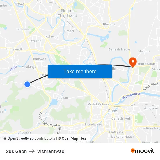 Sus Gaon to Vishrantwadi map