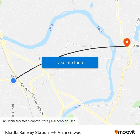 Khadki Railway Station to Vishrantwadi map