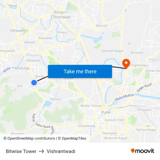Bitwise Tower to Vishrantwadi map