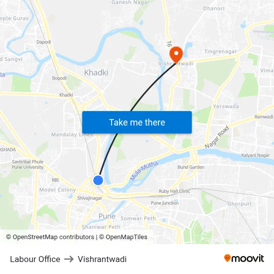 Labour Office to Vishrantwadi map