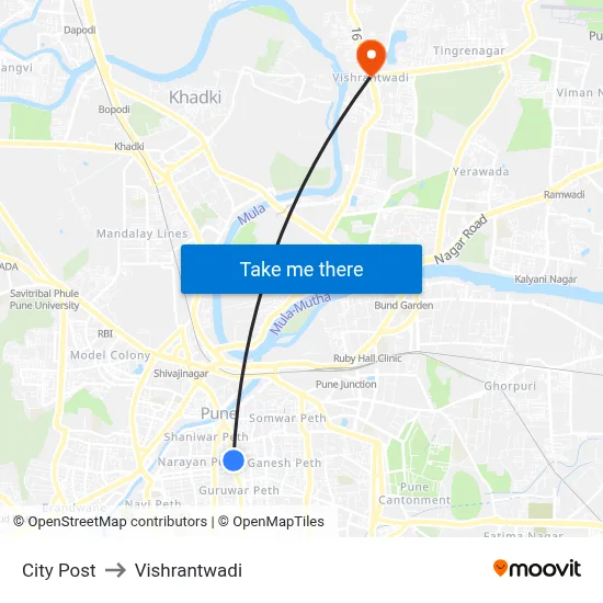 City Post to Vishrantwadi map