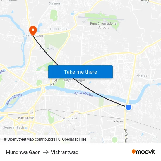 Mundhwa Gaon to Vishrantwadi map