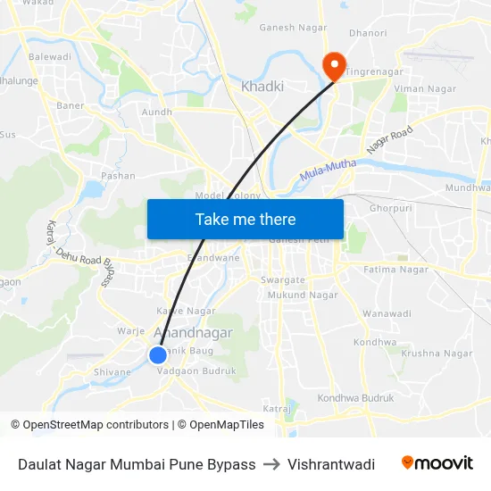 Daulat Nagar Mumbai Pune Bypass to Vishrantwadi map