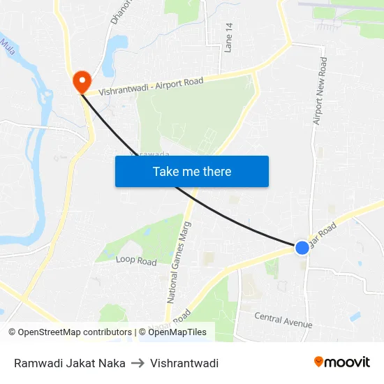 Ramwadi Jakat Naka to Vishrantwadi map