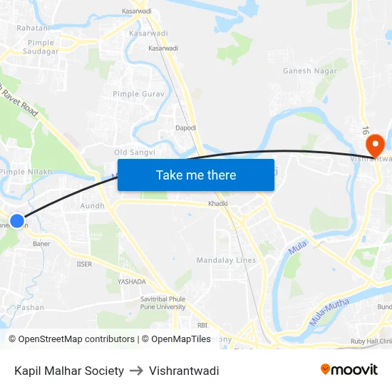Kapil Malhar Society to Vishrantwadi map