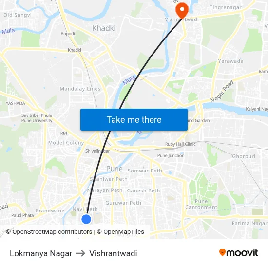 Lokmanya Nagar to Vishrantwadi map