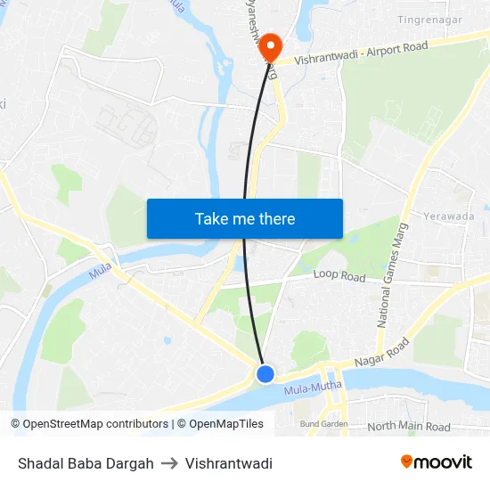 Shadal Baba Dargah to Vishrantwadi map