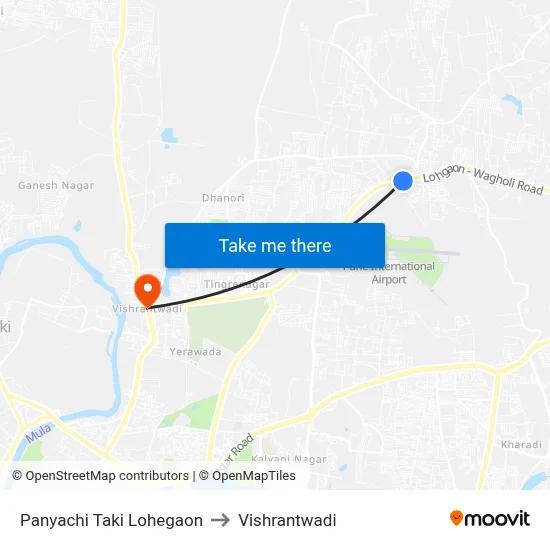 Panyachi Taki Lohegaon to Vishrantwadi map