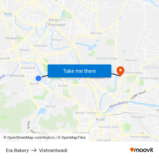 Era Bakery to Vishrantwadi map