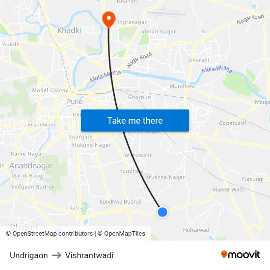 Undrigaon to Vishrantwadi map