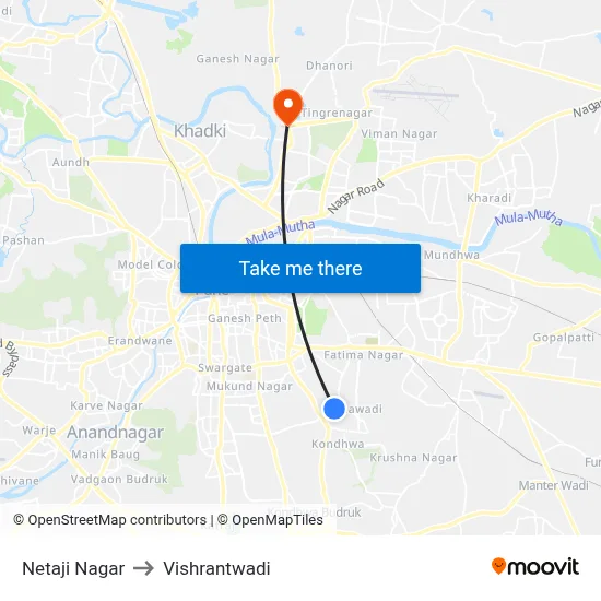 Netaji Nagar to Vishrantwadi map