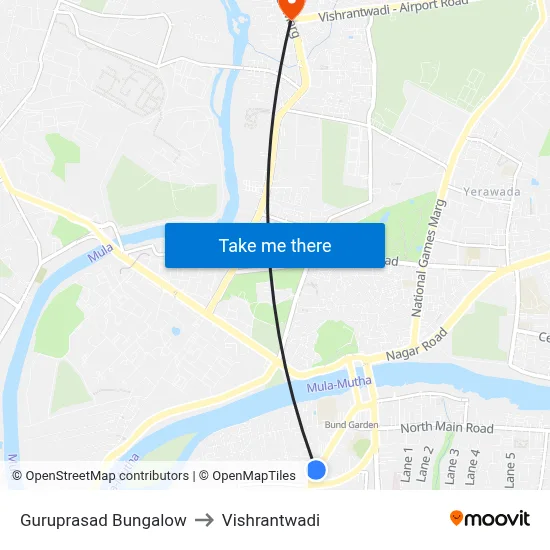 Guruprasad Bungalow to Vishrantwadi map
