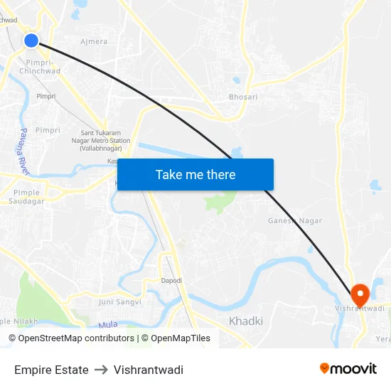 Empire Estate to Vishrantwadi map