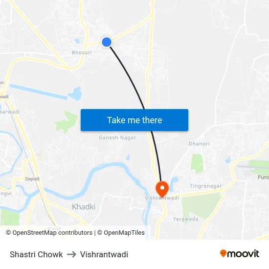 Shastri Chowk to Vishrantwadi map