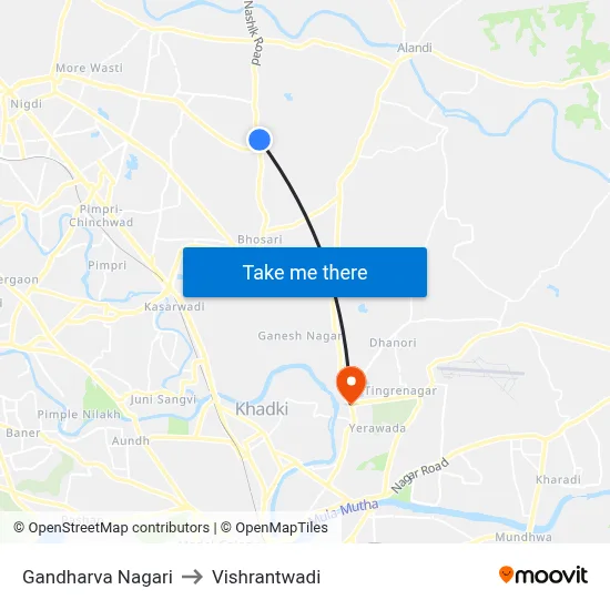 Gandharva Nagari to Vishrantwadi map