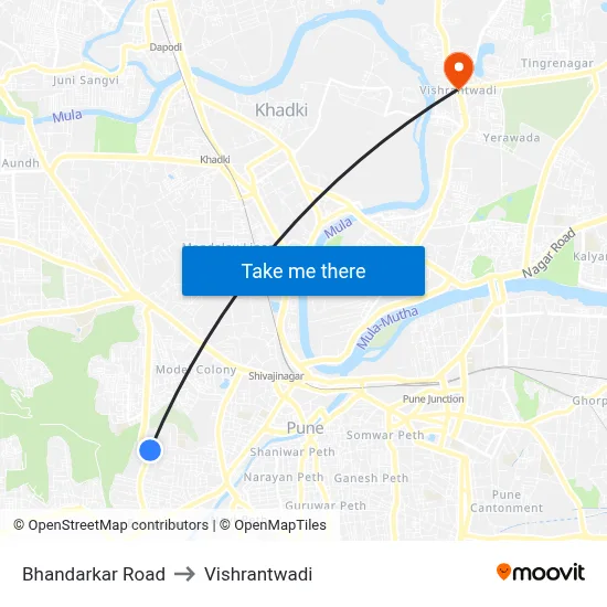 Bhandarkar Road to Vishrantwadi map