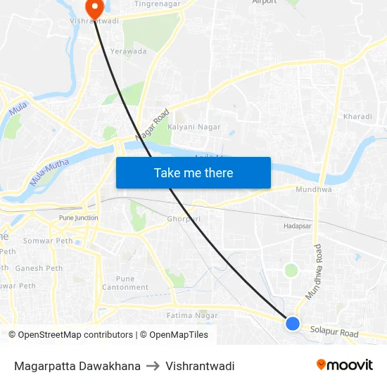 Magarpatta Dawakhana to Vishrantwadi map