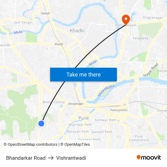 Bhandarkar Road to Vishrantwadi map