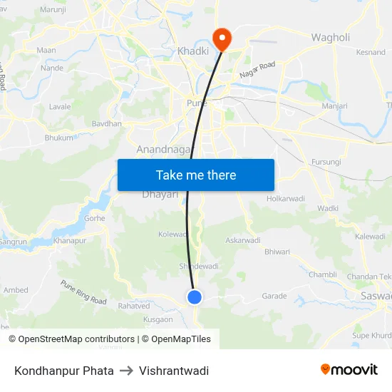 Kondhanpur Phata to Vishrantwadi map