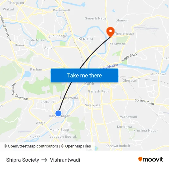 Shipra Society to Vishrantwadi map