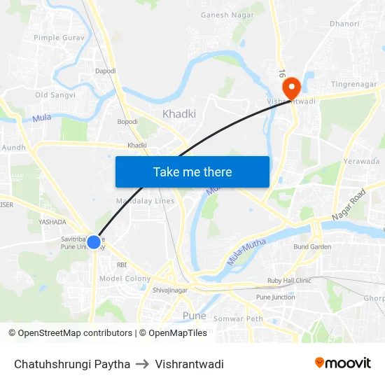 Chatuhshrungi Paytha to Vishrantwadi map
