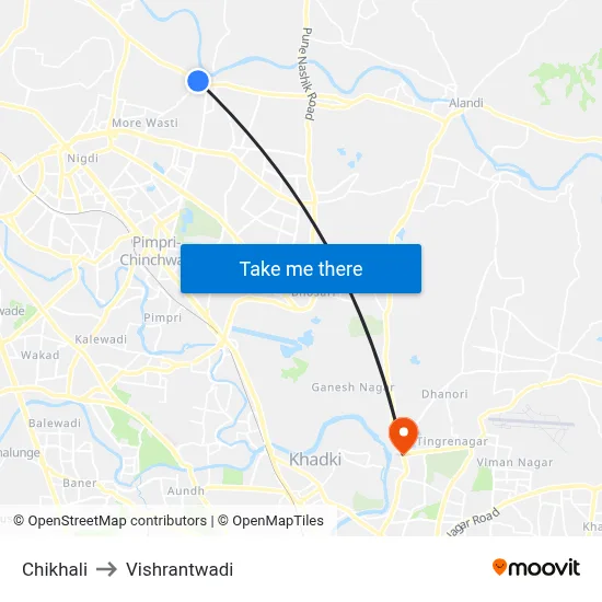 Chikhali to Vishrantwadi map