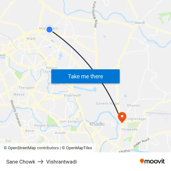 Sane Chowk to Vishrantwadi map