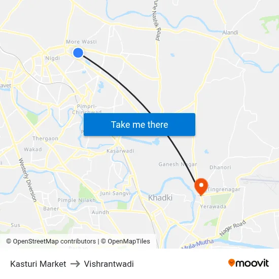 Kasturi Market to Vishrantwadi map