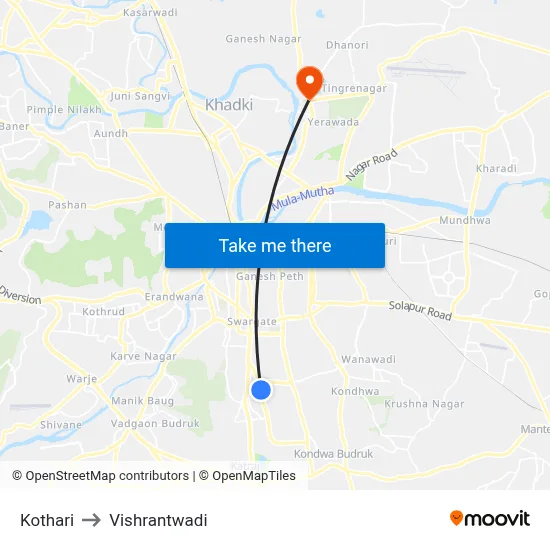 Kothari to Vishrantwadi map
