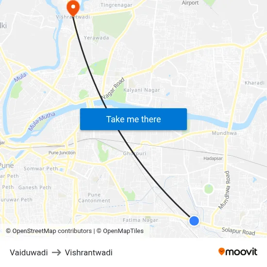 Vaiduwadi to Vishrantwadi map