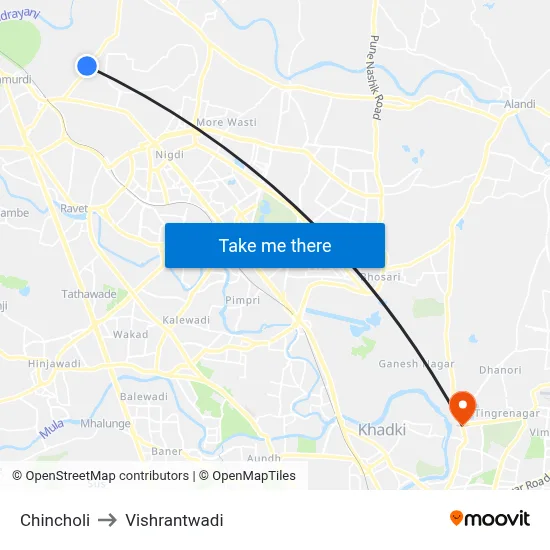 Chincholi to Vishrantwadi map