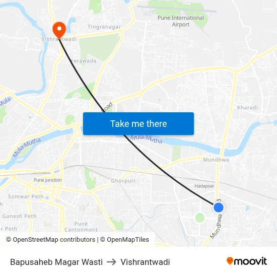 Bapusaheb Magar Wasti to Vishrantwadi map
