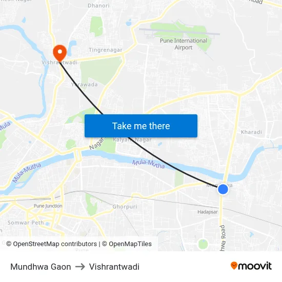 Mundhwa Gaon to Vishrantwadi map